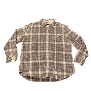 Tommy Bahama Casual Shirt Mens 2XL Big Gray Plaid Outdoors Comfort 100% Cotton